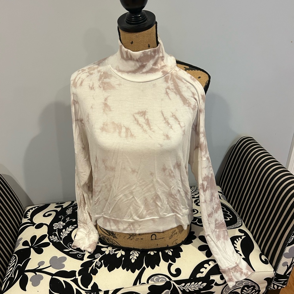 LA Made Cream and Pink Tie-Dye Blouse
